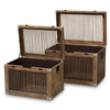 Baxton Studio Clement Oak Finished 2-Piece Wood Spindle Storage Trunk Set 162-10560